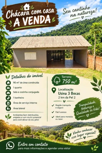 Chácara com casa 1 km da Cidade