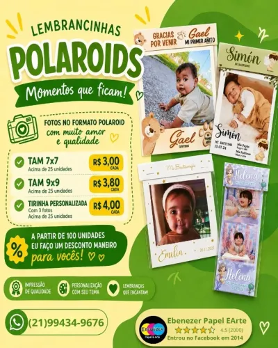 LEMBRANCINHAS POLAROIDS PERSONALIZADAS
