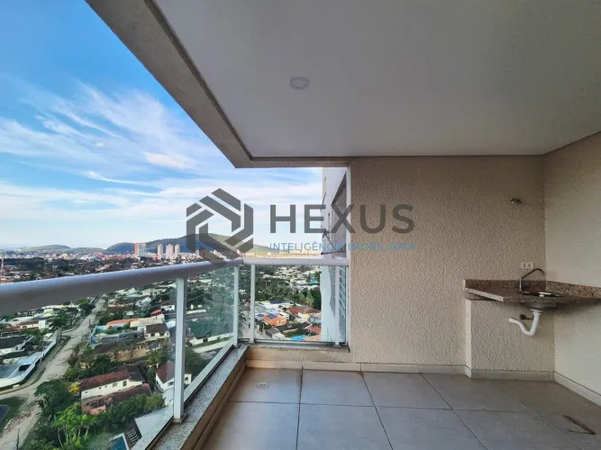 Apartamento com varanda vista mar e lazer a 500m da praia na Enseada, Guarujá