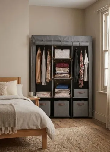 Guarda-Roupa Casal Compacto Resistente Multiuso Com Cabideiro Ideal Para Quarto Pequeno