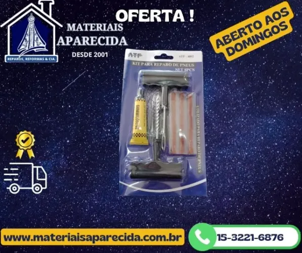 Kit Reparo Pneu Carro 08pc ATF-4002