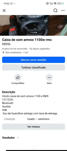 Caixa de som amvox 1100w rms