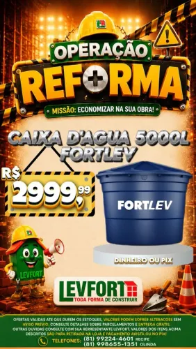 Caixa d'água 5000l fortlev