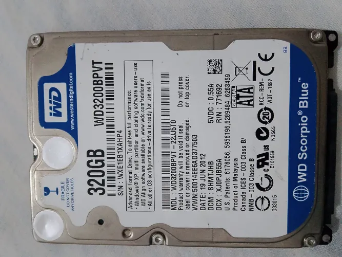 HD Notebook 320GB SATA WD Western Digital