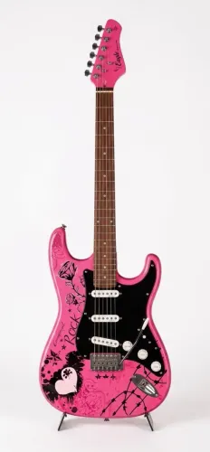 Guitarra Eagle EGP-10 rosa usada + cabo, cordas reserva e baqueta.
