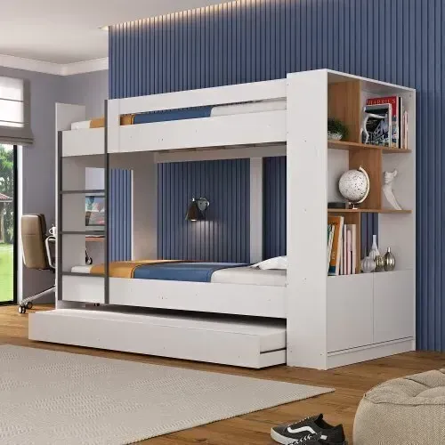 Treliche com Estante 2 Portas 6 Nichos Branco/Nogal:VALOR PROMOCIONAL AVISTA