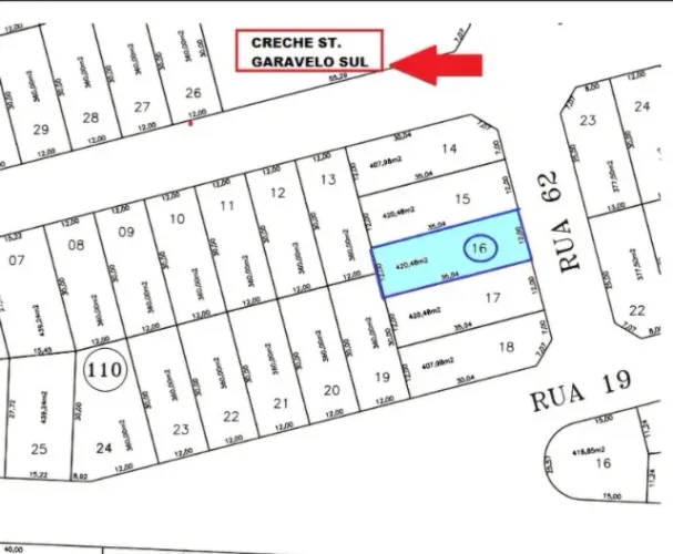 Lote 420,48 m² - Setor Garavelo Sul - Município de Hidrolandia