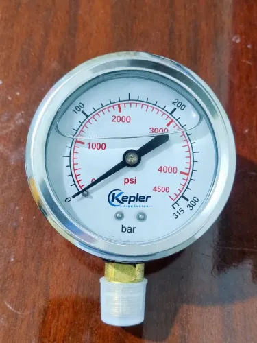 Manômetro Pressão Vertical Rosca 1/4 Relogio Marcador 315 BAR