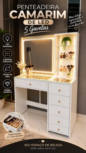 Penteadeira de led premium MDF