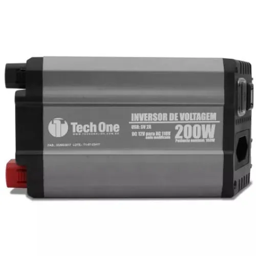 Inversor 200w 12v Para 110v ou 220v Conversor Tomada Usb Tech One