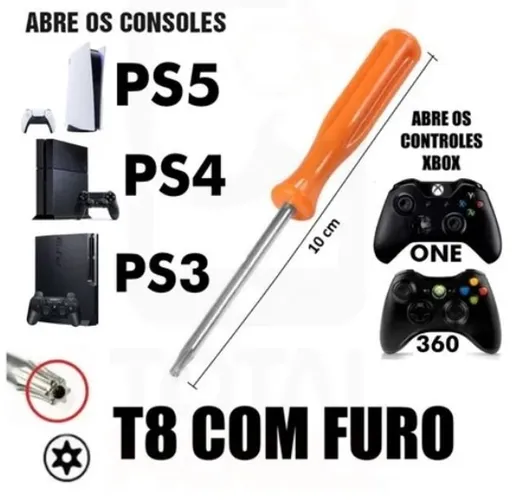 Chave Mini Torx T8 Com Furo Ps3 Ps4 Controle Xbox 360 One COD-FR42 
