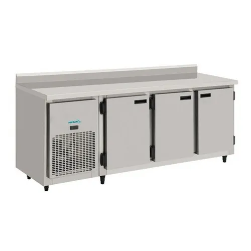 Balcao inox refrigerado 03 portas para cozinha industrial, pizzarias