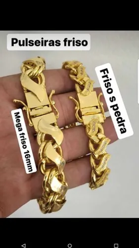 Pulseira feitas de moeda antiga Friso S 16mm banhada a Ouro 18k
