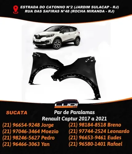 Par de Paralamas Renault Captur 2017 a 2021