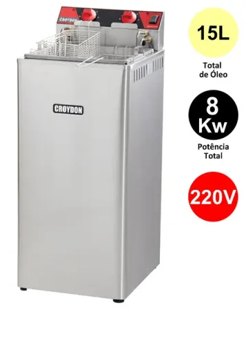 Fritadeira Elétrica Zona Fria (só óleo)15 Litros 2 Cestos 220V Croydon