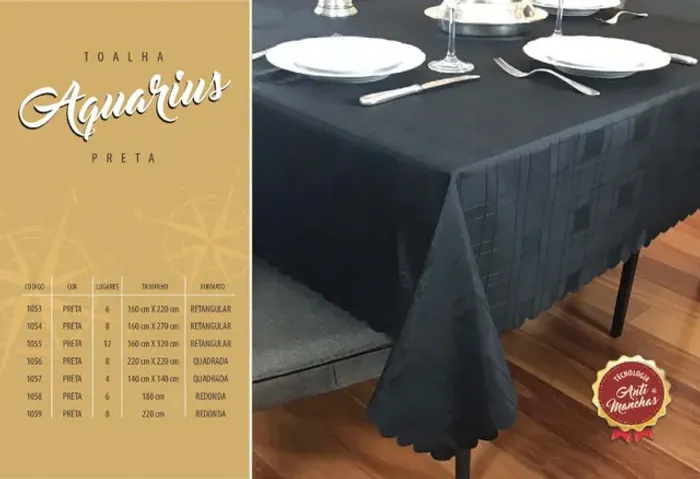 Toalha de mesa 8 lugares quadrada