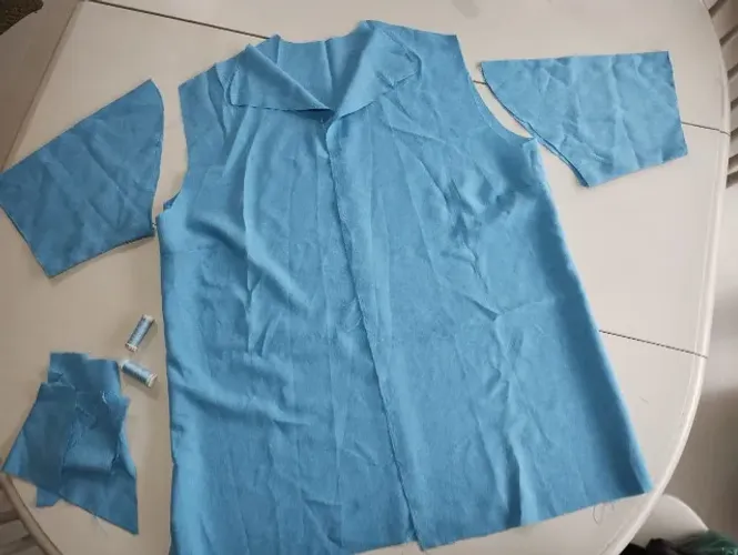 Corte De Tecido Linho Misto Para Túnica Feminina Azul Tam. G