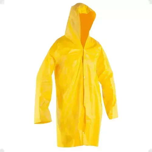 Capa De Chuva Pvc Forrada Amarela C/ Capuz Impermeável