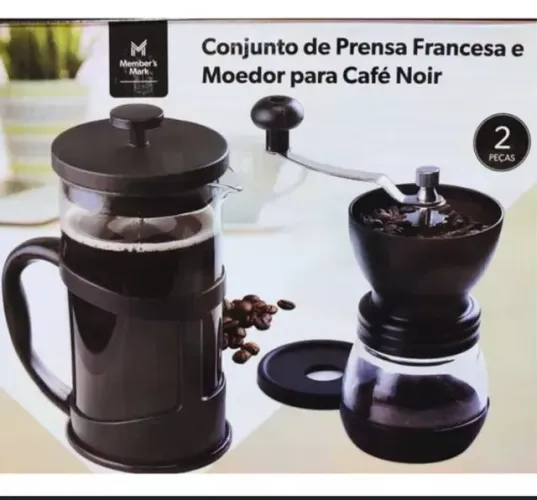 Cafeteira prensa francesa com moedor manual de café