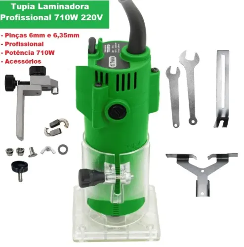 Tupia Laminadora Elétrica Profissional 710W Trato com Pinças 6mm e 6,35mm 220V