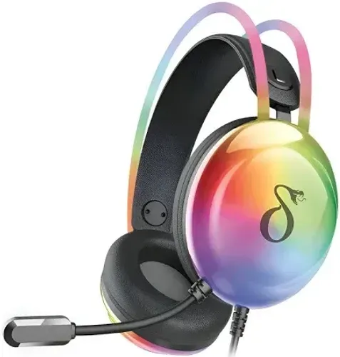 Headset Gamer Rgb Delta F4132 Com Microfone E Led Neon Preto