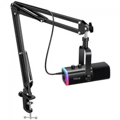 Microfone Gamer Fifine AM8T, RGB, USB/XLR, Com Braço Articulado, 12x 37.96