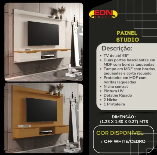 Painel Studio para TV de até 65" - EDN Móveis