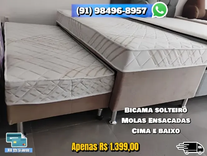 BICAMA DE SOLTEIRO MOLAS ENSACADAS CIMA E BAIXO