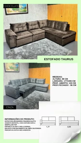 Sofá de Canto Estofado Taurus - Conforto e Design!