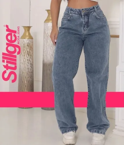 Calça Jeans Leg feminina cintura alta