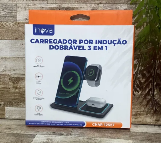 Carregador por indução dobrável 3 em 1