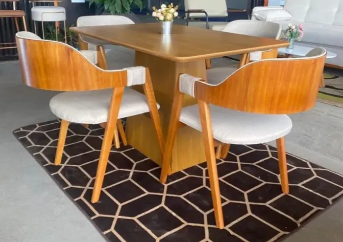 Mesa de Jantar Barbara com 4 Cadeiras Costa Rica 120x80 Entrega em 24h