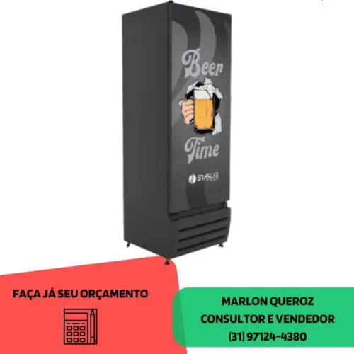 Cervejeira Braslar 500 Litros Porta Cega Adesivada Preta 127/220v