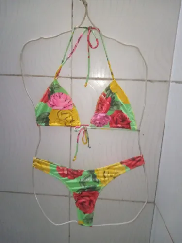 Biquíni Floral Cortininha de Praia Feminino G
