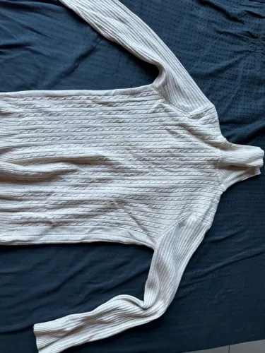 Suéter Tricot Bege com Gola Alta