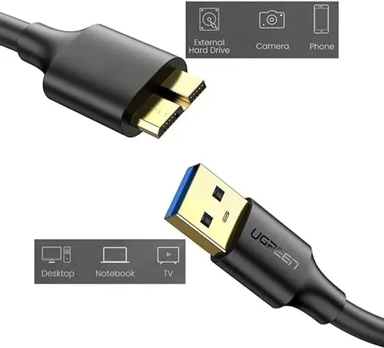 Cabo Para HD Externo USB 3.0 - Original Ugreen - 1 Metro / 5GBs - R$: 50,00 CADA - Lacrado