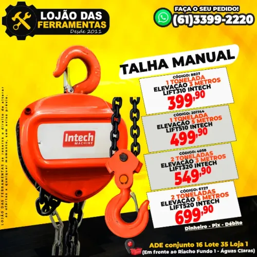 Talha Manual de 1 e 2 Toneladas Intech