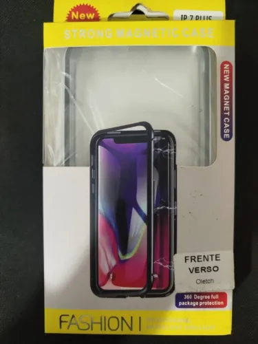 Case Magnético Capinha Compatível Celular iPhone 7/8 Plus Vidro Frente e Verso