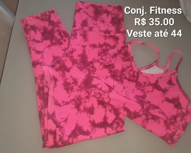 Conjunto Fitness Tie Dye Rosa - tam G- Tam. Único