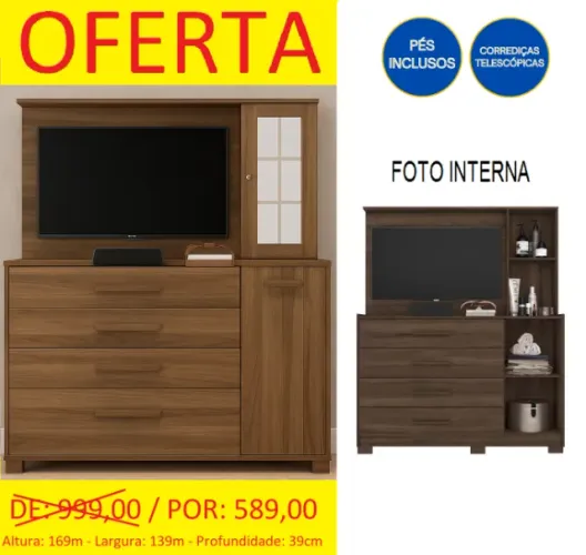 Comoda com espelho, com apoio para paineis