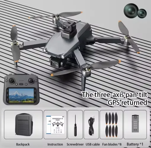 Drone L600 Pro Max, Gimbal 3 Eixos, GPS, Sensor Obstáculo, Controle Tela, Somente 2 Vôos