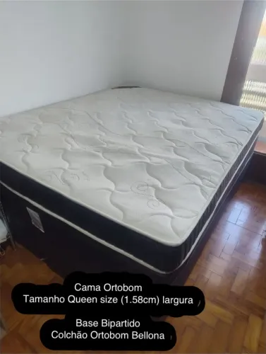 Cama Box Casal Queen Ortobom Base com Colchão Seminovo Ortobom Bellona