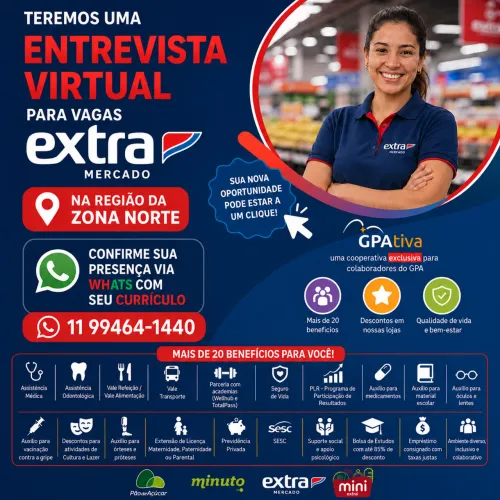 Oportunidade de emprego Zona Norte
