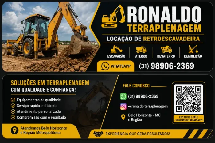 Retroescavadeira locação e serviço.