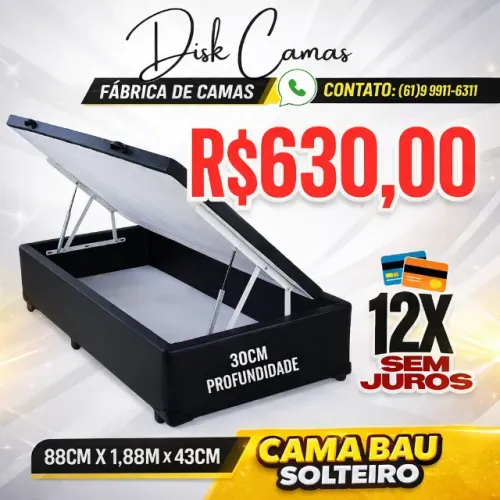 CAMA BAÚ SOLTEIRO COM SUPER DESCONTO! DIRETO DE FÁBRICA!