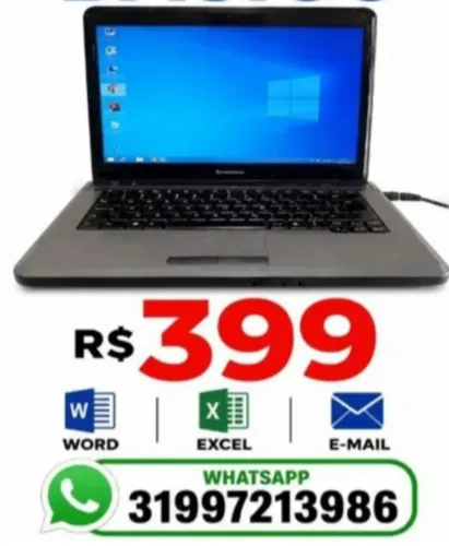 NOTEBOOK R$399- WORD EXCEL INTERNET E-MAIL -13/09/26