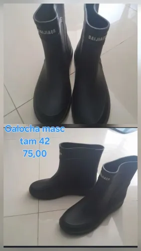 Bota tipo Galocha preta Masculina tam 42
