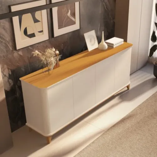 Buffet 4 Portas Aron 2,00m   Produto Novo -  Pronta Entrega