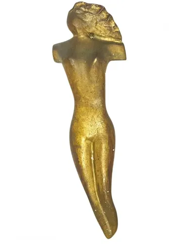Antiga Grande Escultura em pesado Bronze dourado maciço representando Mulher Nua *