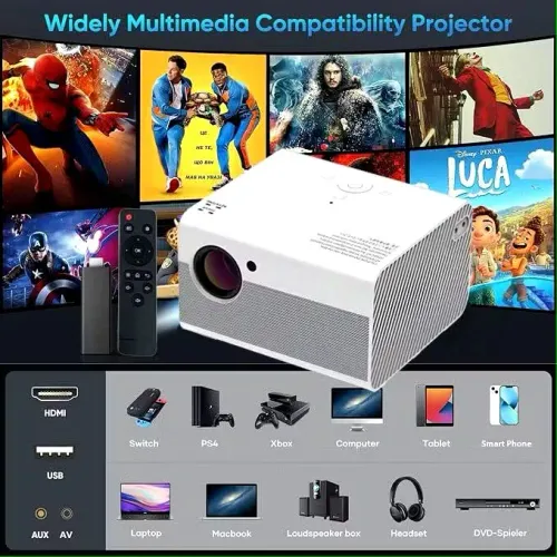 Projetor t10 hd 3600 lumens 1080p 220" ultra processador super áudio imagem wi-fi novi